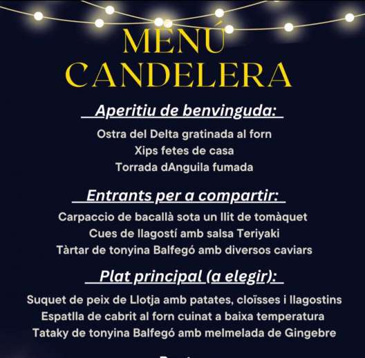 Menú con motivo de las fiestas de la Candelera